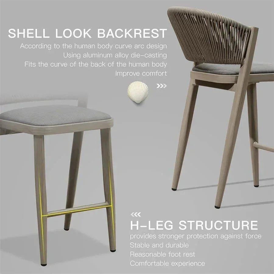 Bar Stool Rattan Bar Stools Counter Stools with Back Metal Bar Height Stool Outdoor Bar Chair for Garden Kitchen - Image 65