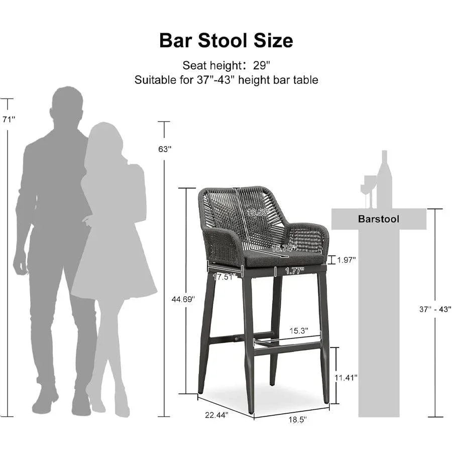 Modern Bar Stools Aluminum Bar Stool with Cushion for Indoor and Outdoor, Kitchen Island - Image 15