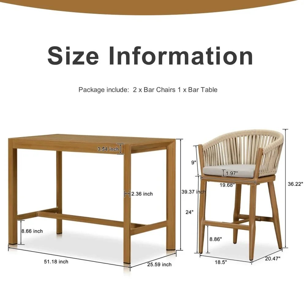 Counter Stools Bar Stools Rattan Bar Stools Wicker Bar Chairs Woven Aluminum Barstools with Back and Cushions - Image 82