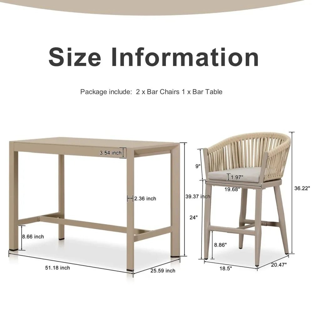 Counter Stools Bar Stools Rattan Bar Stools Wicker Bar Chairs Woven Aluminum Barstools with Back and Cushions - Image 91