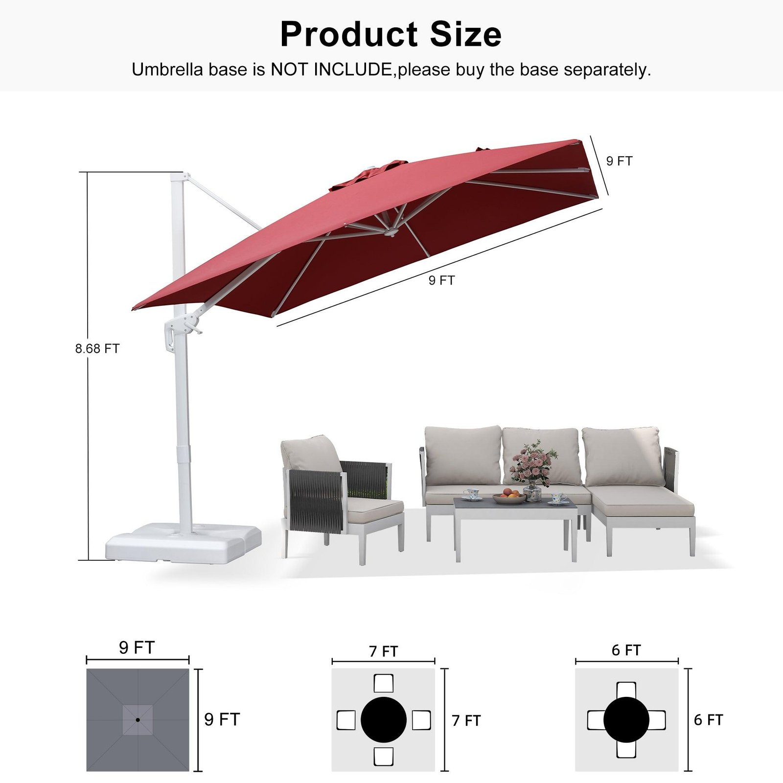 Morden White Outdoor Umbrella Premium Aluminum Patio Cantilever Pool Sun Umbrellas - Image 171