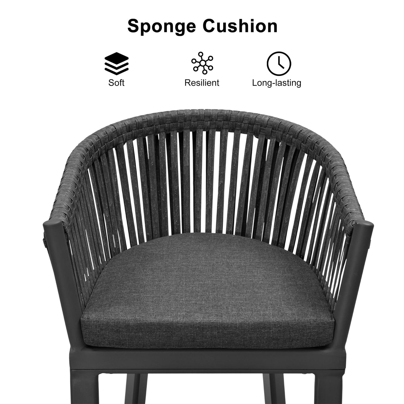 Counter Stools Bar Stools Rattan Bar Stools Wicker Bar Chairs Woven Aluminum Barstools with Back and Cushions - Image 107