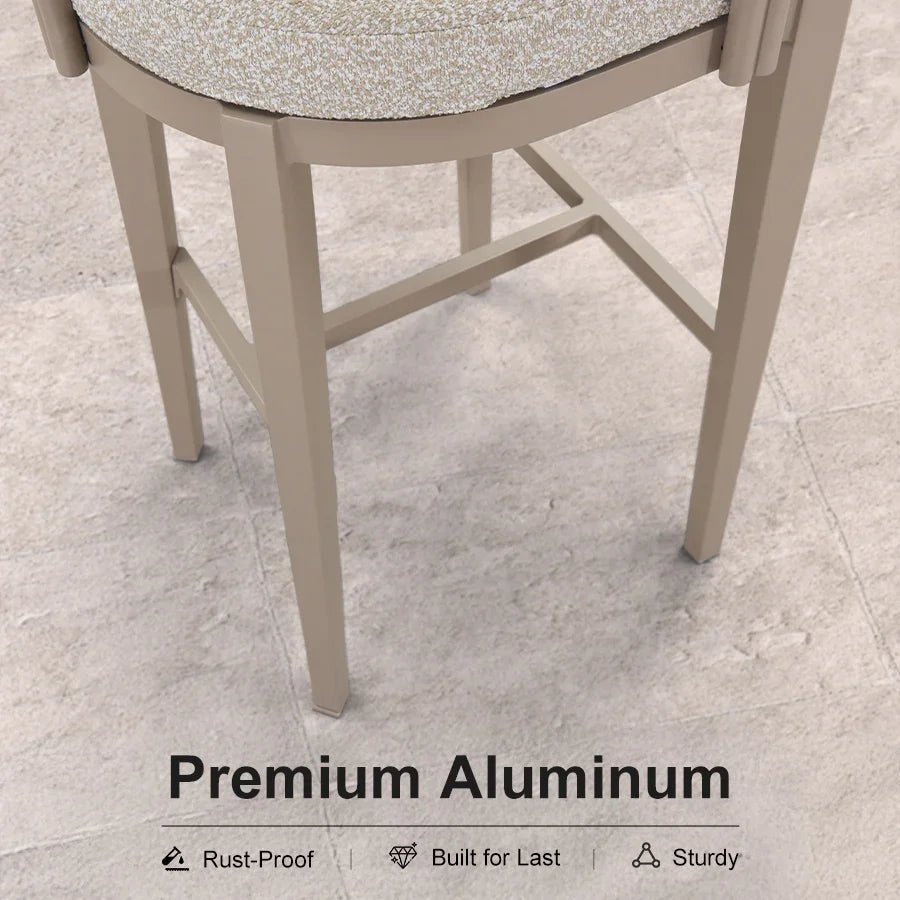 Outdoor Bar Stools Set of 2 Modern Olefin Upholstered Barstools with Back and Armrest Bar Chairs for Garden Kitchen Island - Image 11