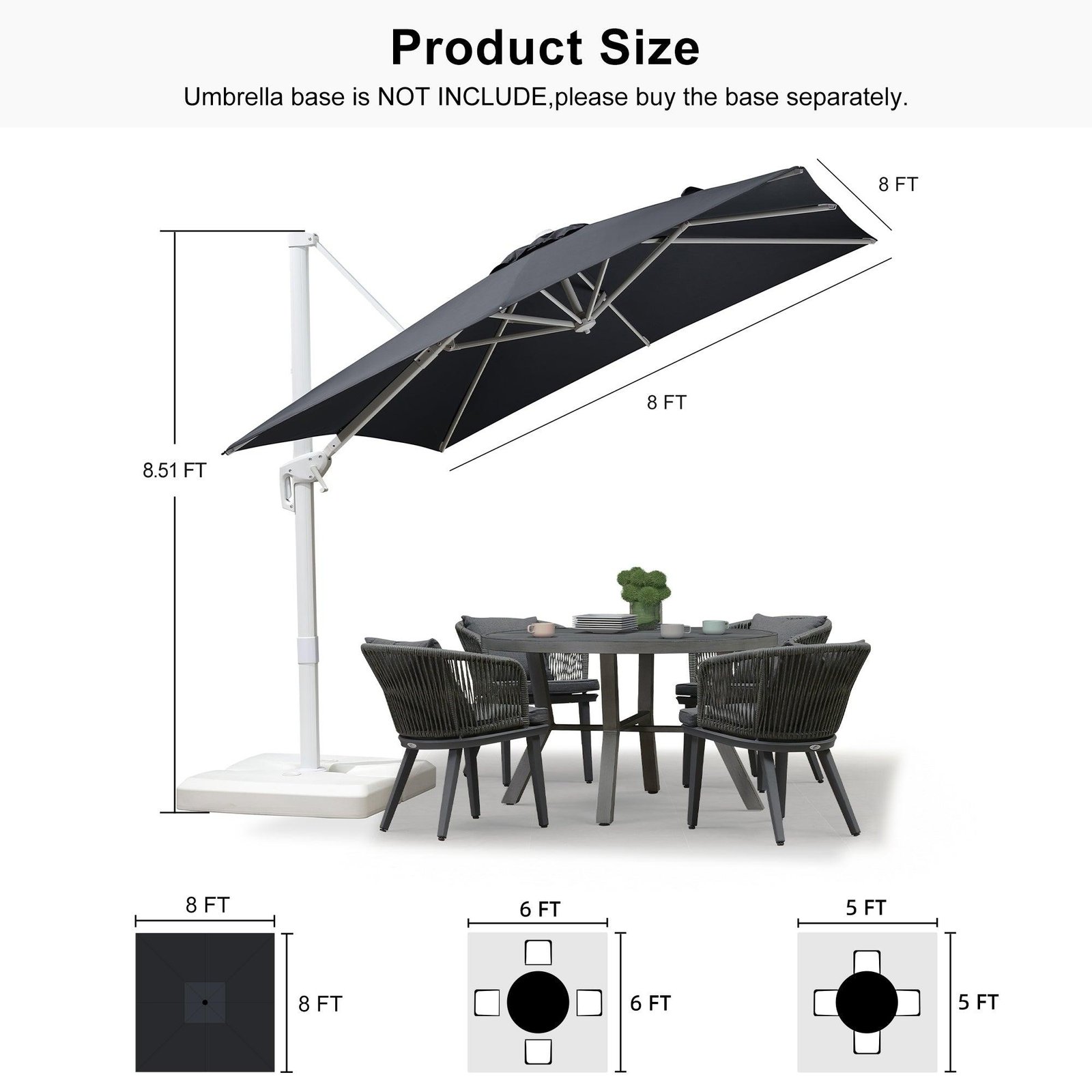 Morden White Outdoor Umbrella Premium Aluminum Patio Cantilever Pool Sun Umbrellas - Image 151