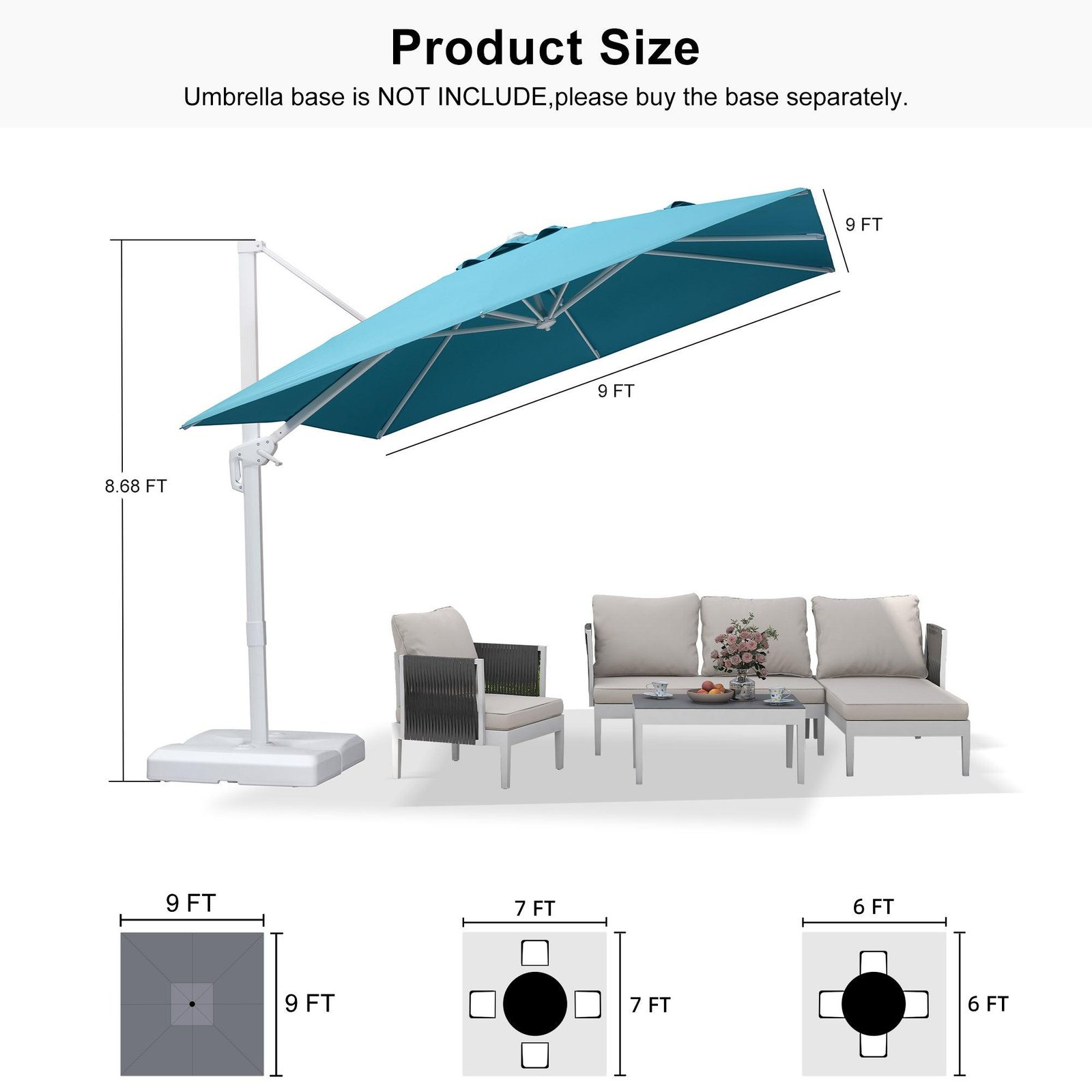 Morden White Outdoor Umbrella Premium Aluminum Patio Cantilever Pool Sun Umbrellas - Image 172