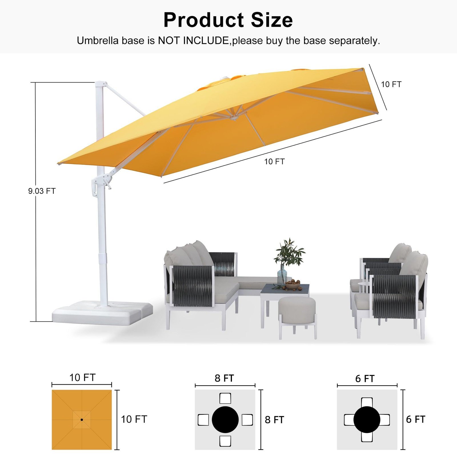 Morden White Outdoor Umbrella Premium Aluminum Patio Cantilever Pool Sun Umbrellas - Image 182