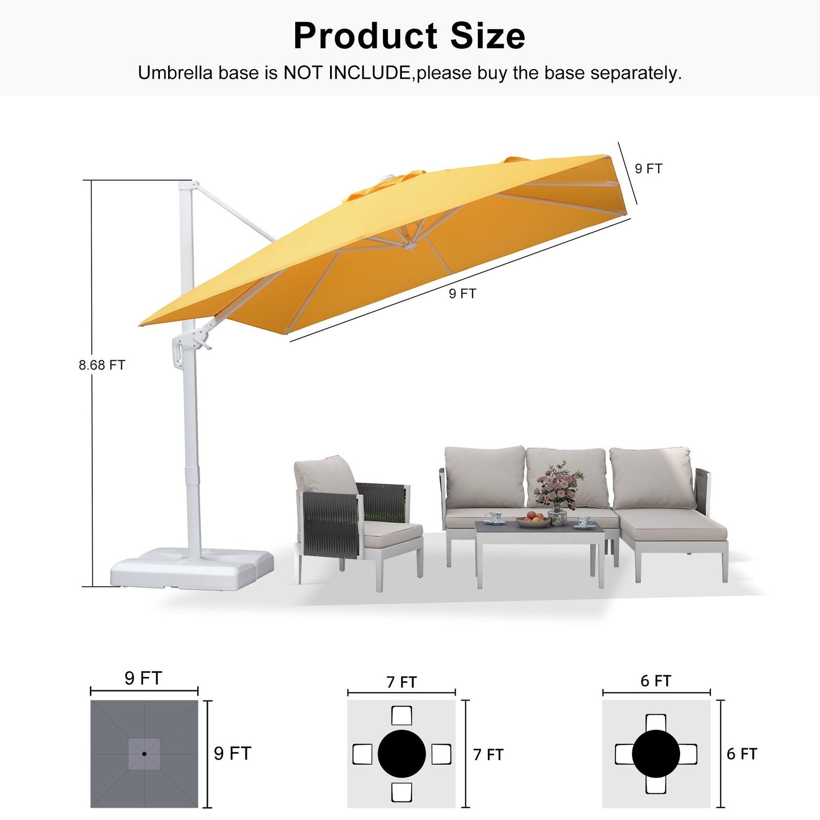 Morden White Outdoor Umbrella Premium Aluminum Patio Cantilever Pool Sun Umbrellas - Image 173