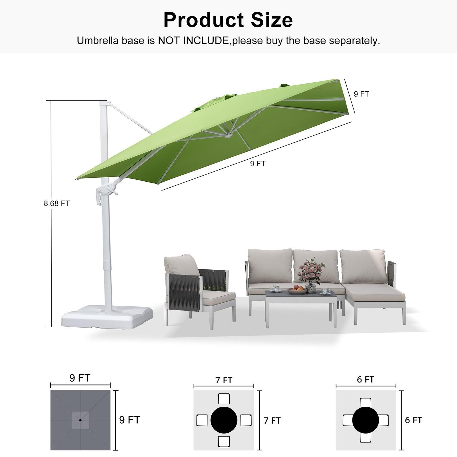 Morden White Outdoor Umbrella Premium Aluminum Patio Cantilever Pool Sun Umbrellas - Image 170
