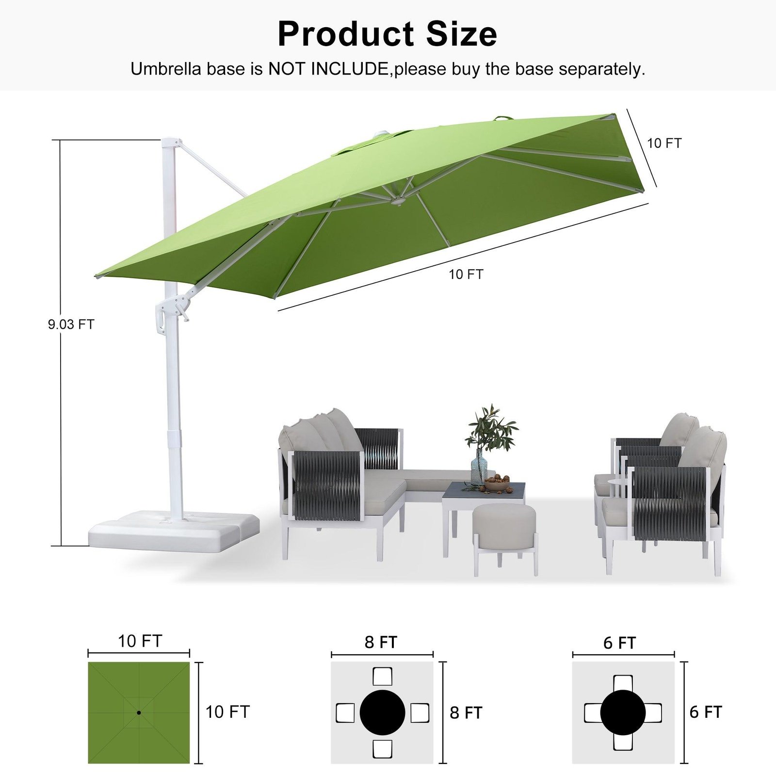 Morden White Outdoor Umbrella Premium Aluminum Patio Cantilever Pool Sun Umbrellas - Image 179
