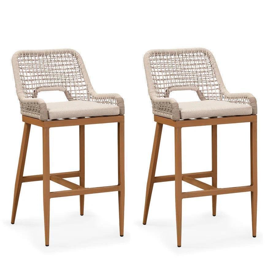 Outdoor Bar Stools Wicker Rattan Bar Stools with Back Aluminum Outside Garden Patio Bar Chairs - Image 20