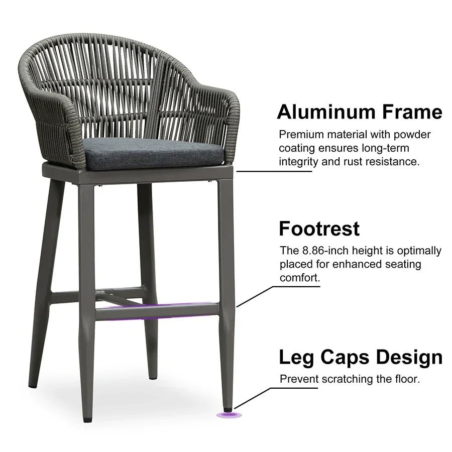 Outdoor Bar Stools Rattan Bar Stools Counter Stools with Back and Cushions  for Patio, Garden, Kitchen - Image 54