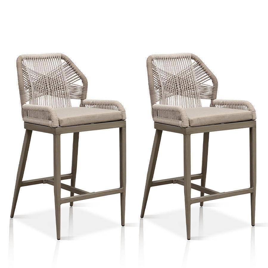 Outdoor Bar Stools Wicker Rattan Bar Stools with Back Aluminum Outside Garden Patio Bar Chairs - Image 18