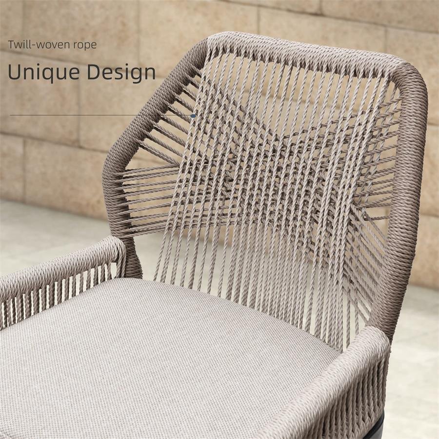 Outdoor Bar Stools Wicker Rattan Bar Stools with Back Aluminum Outside Garden Patio Bar Chairs - Image 37