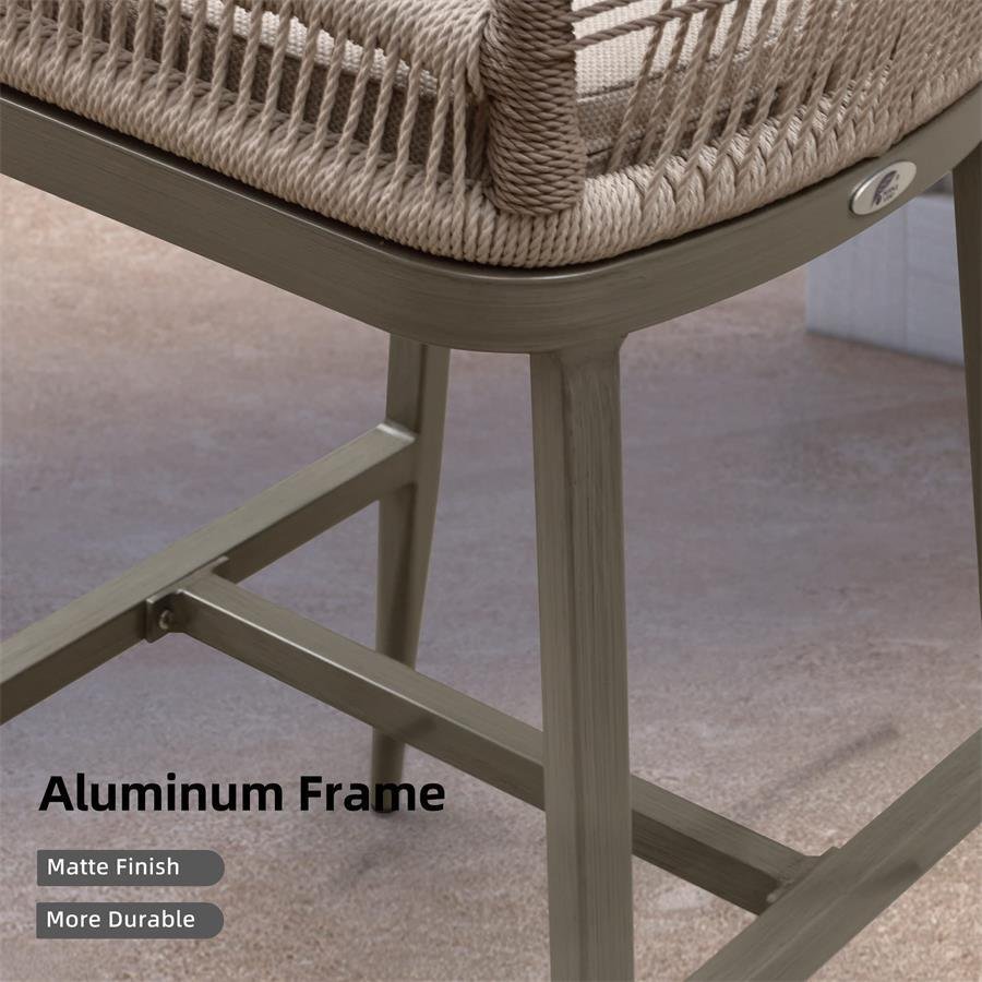 Outdoor Bar Stools Wicker Rattan Bar Stools with Back Aluminum Outside Garden Patio Bar Chairs - Image 33