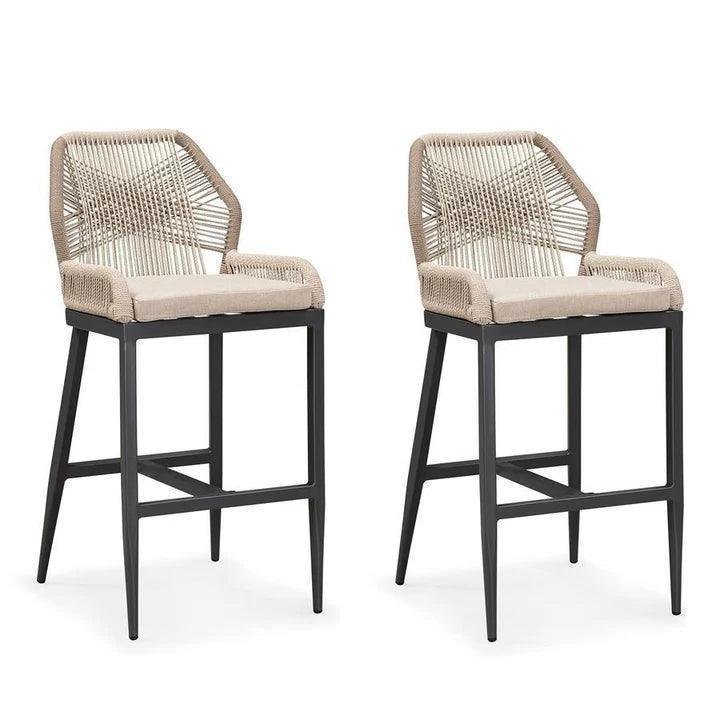 Outdoor Bar Stools Wicker Rattan Bar Stools with Back Aluminum Outside Garden Patio Bar Chairs - Image 22