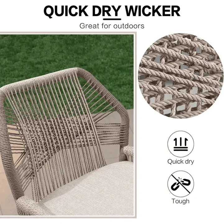 Outdoor Bar Stools Wicker Rattan Bar Stools with Back Aluminum Outside Garden Patio Bar Chairs - Image 36
