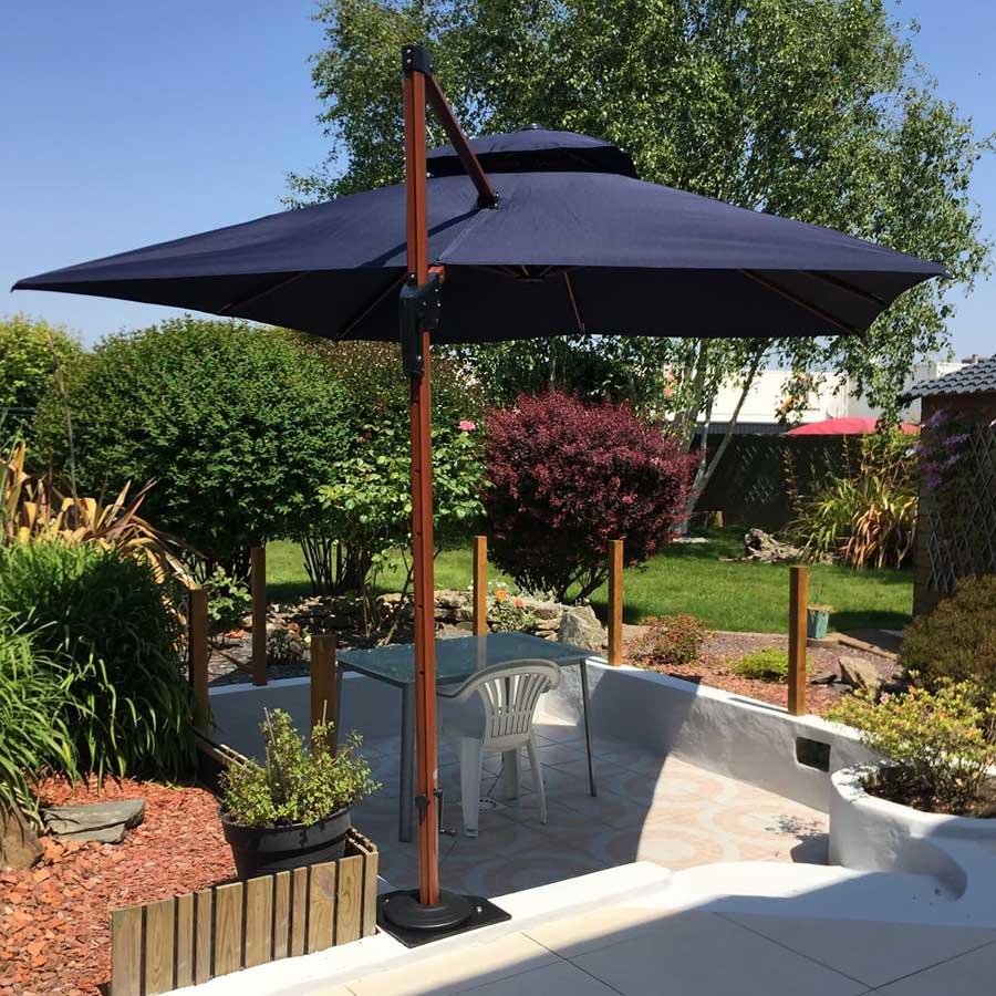 Double Top 9 / 10 / 11 / 12 ft Square Aluminum Sun Umbrellas in Wood Color - Image 80