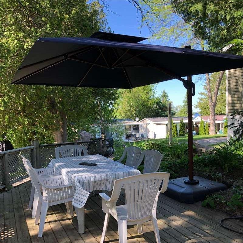 Double Top 9 / 10 / 11 / 12 ft Square Aluminum Sun Umbrellas in Wood Color - Image 81
