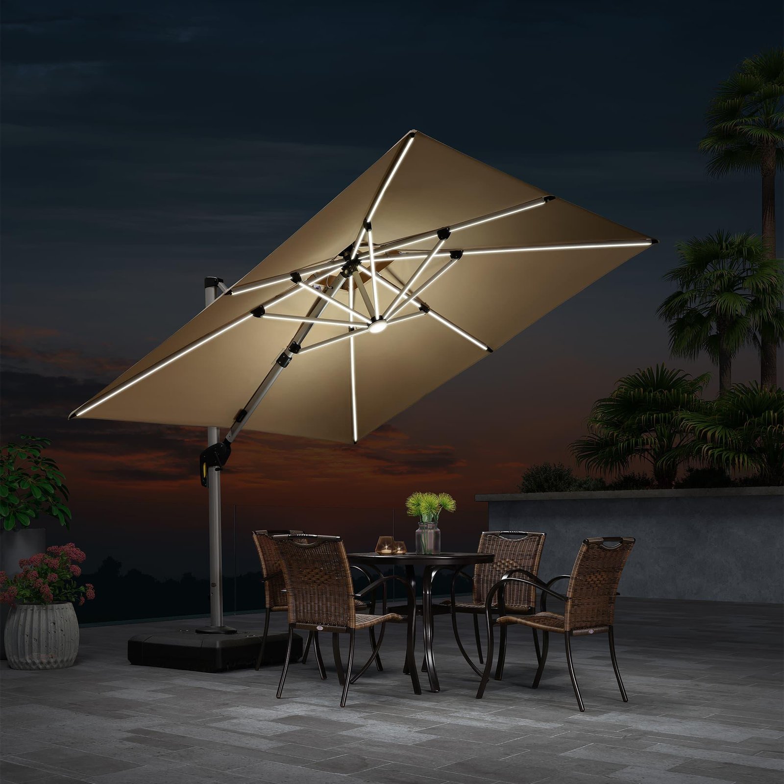 PURPLE LEAF Round Economical Patio Umbrella Beige