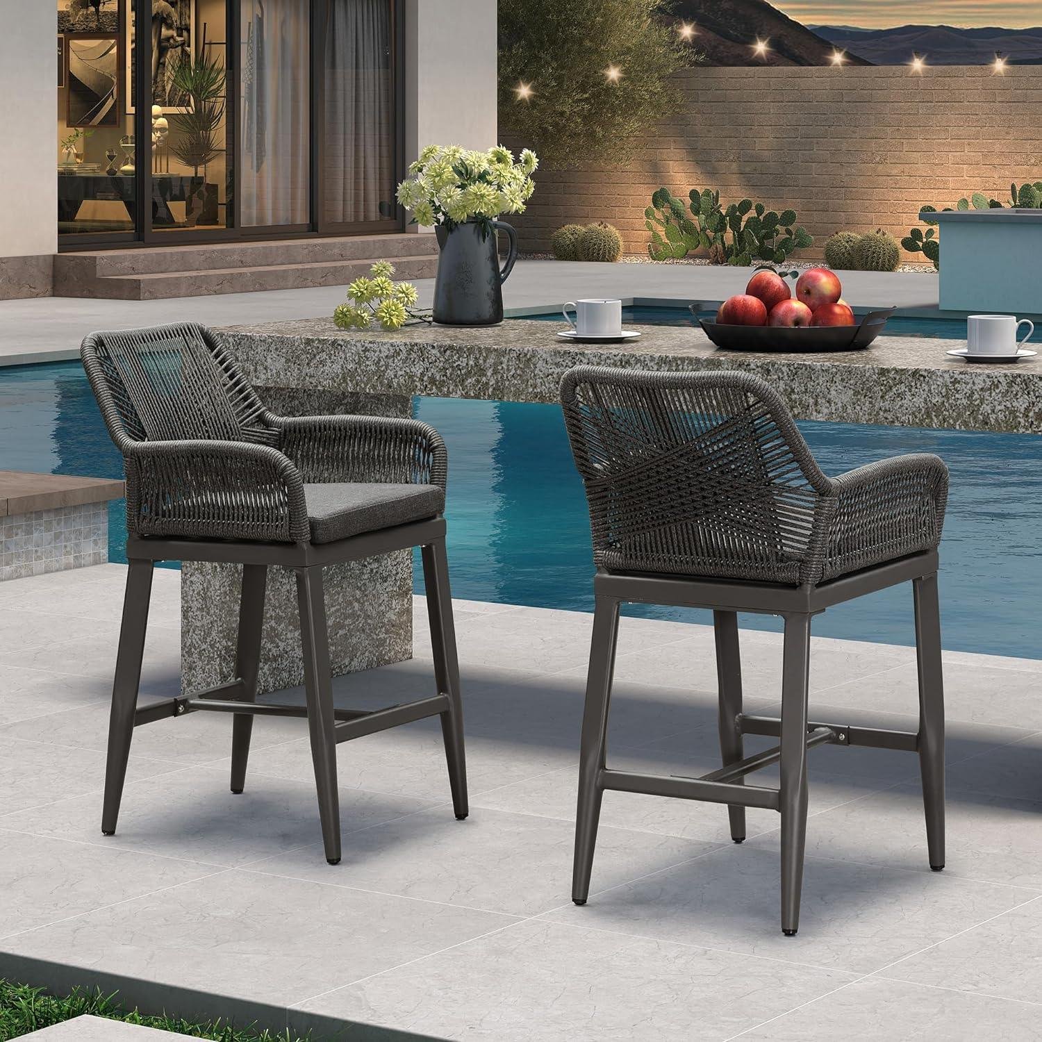 Modern Bar Stools Aluminum Bar Stool with Cushion for Indoor and Outdoor, Kitchen Island - Image 7