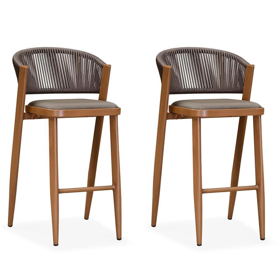 Bar Stool Rattan Bar Stools Counter Stools with Back Metal Bar Height Stool Outdoor Bar Chair for Garden Kitchen - Image 47