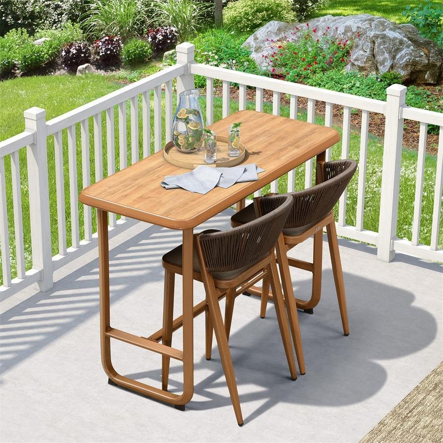 Bar Stool Rattan Bar Stools Counter Stools with Back Metal Bar Height Stool Outdoor Bar Chair for Garden Kitchen - Image 6