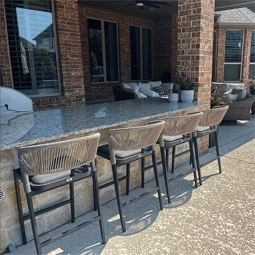 Bar Stool Rattan Bar Stools Counter Stools with Back Metal Bar Height Stool Outdoor Bar Chair for Garden Kitchen - Image 69
