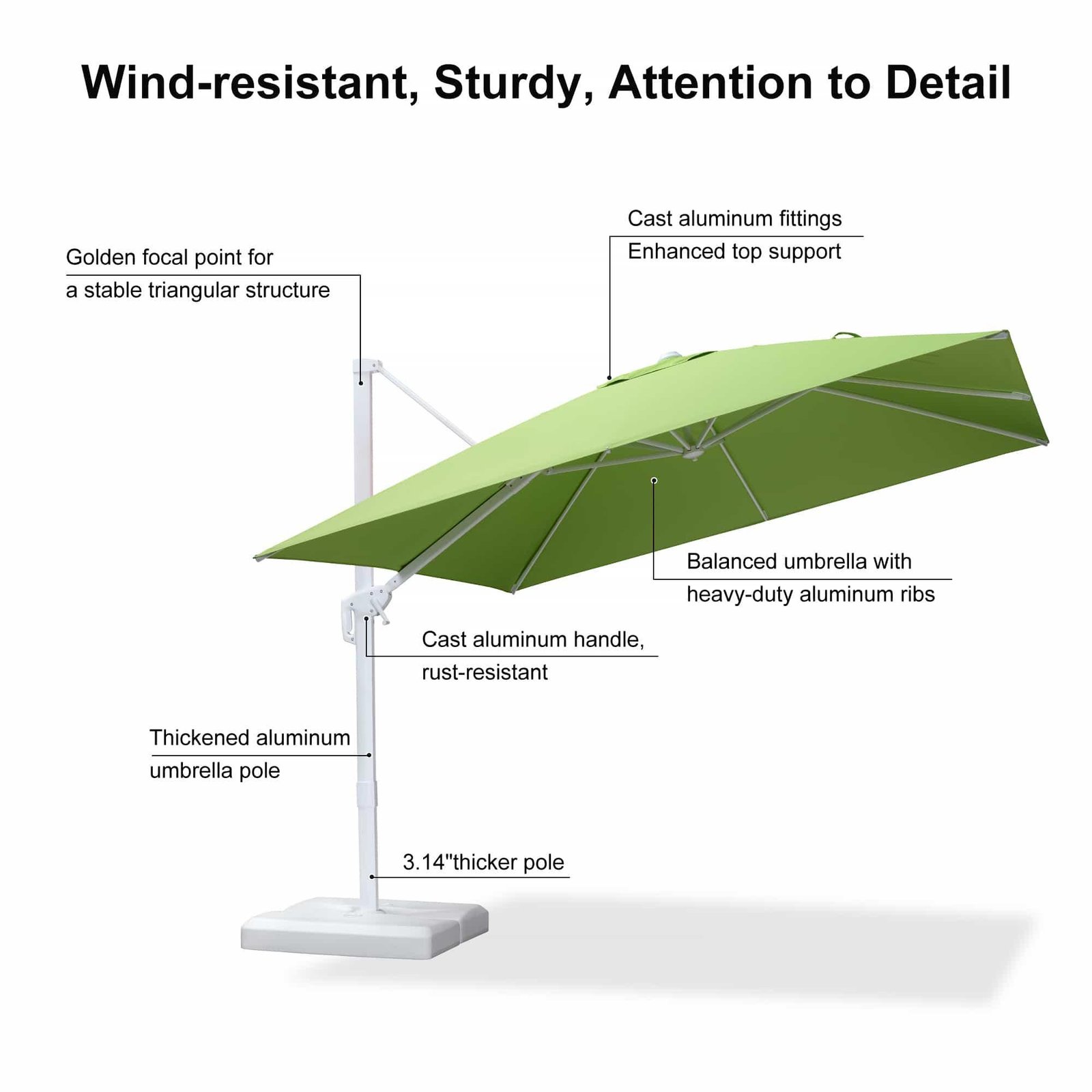 Morden White Outdoor Umbrella Premium Aluminum Patio Cantilever Pool Sun Umbrellas - Image 57