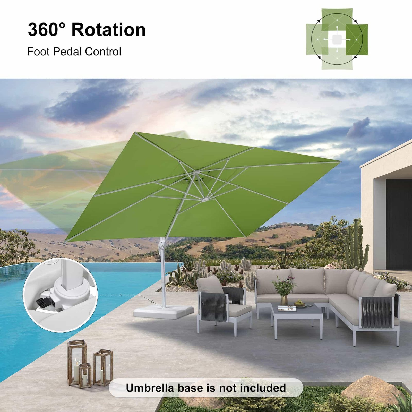 Morden White Outdoor Umbrella Premium Aluminum Patio Cantilever Pool Sun Umbrellas - Image 62