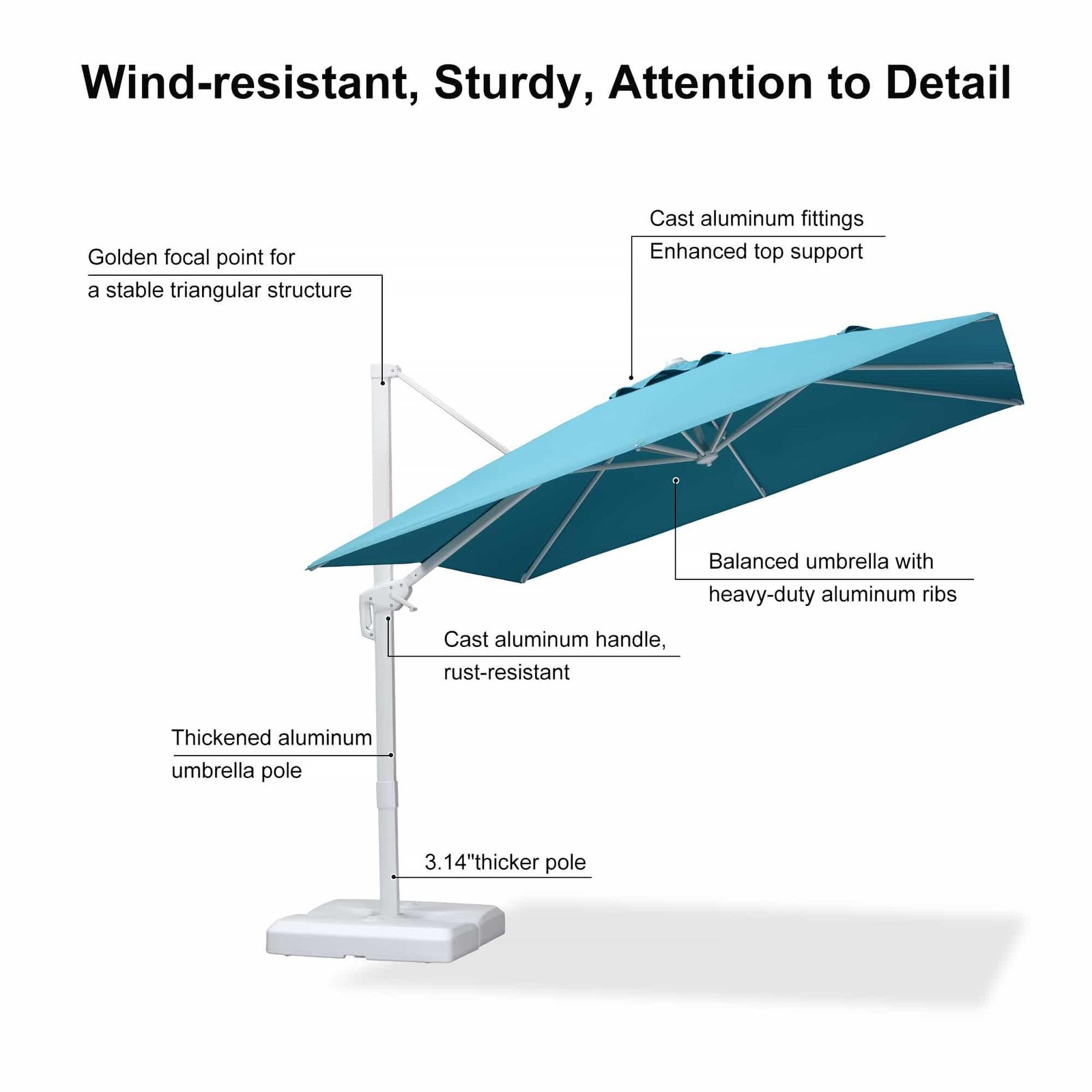 Morden White Outdoor Umbrella Premium Aluminum Patio Cantilever Pool Sun Umbrellas - Image 76