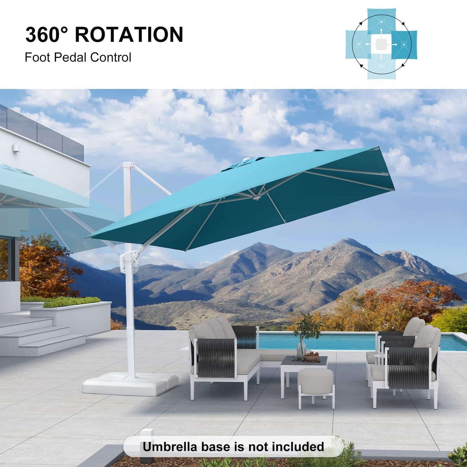 Morden White Outdoor Umbrella Premium Aluminum Patio Cantilever Pool Sun Umbrellas - Image 78