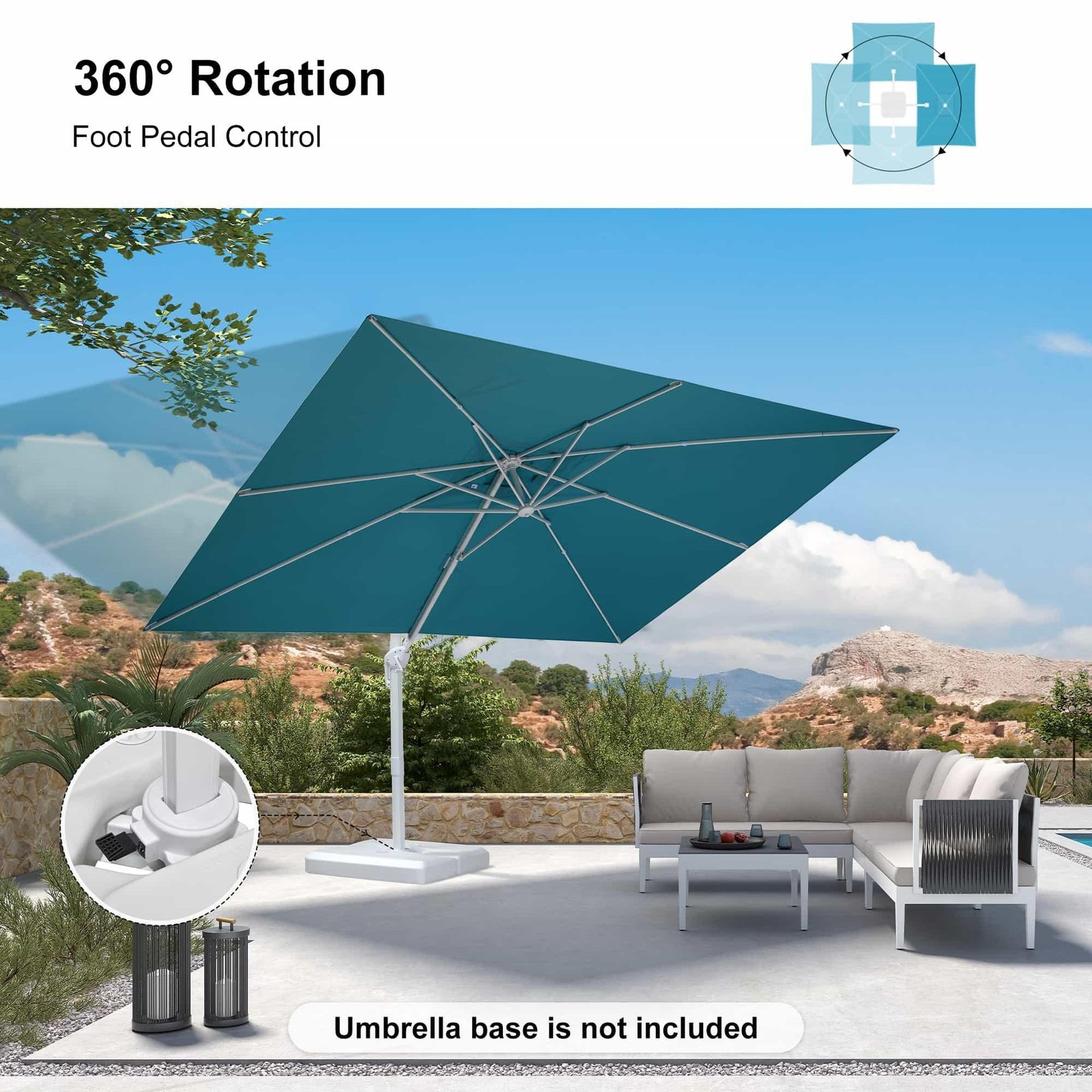 Morden White Outdoor Umbrella Premium Aluminum Patio Cantilever Pool Sun Umbrellas - Image 79