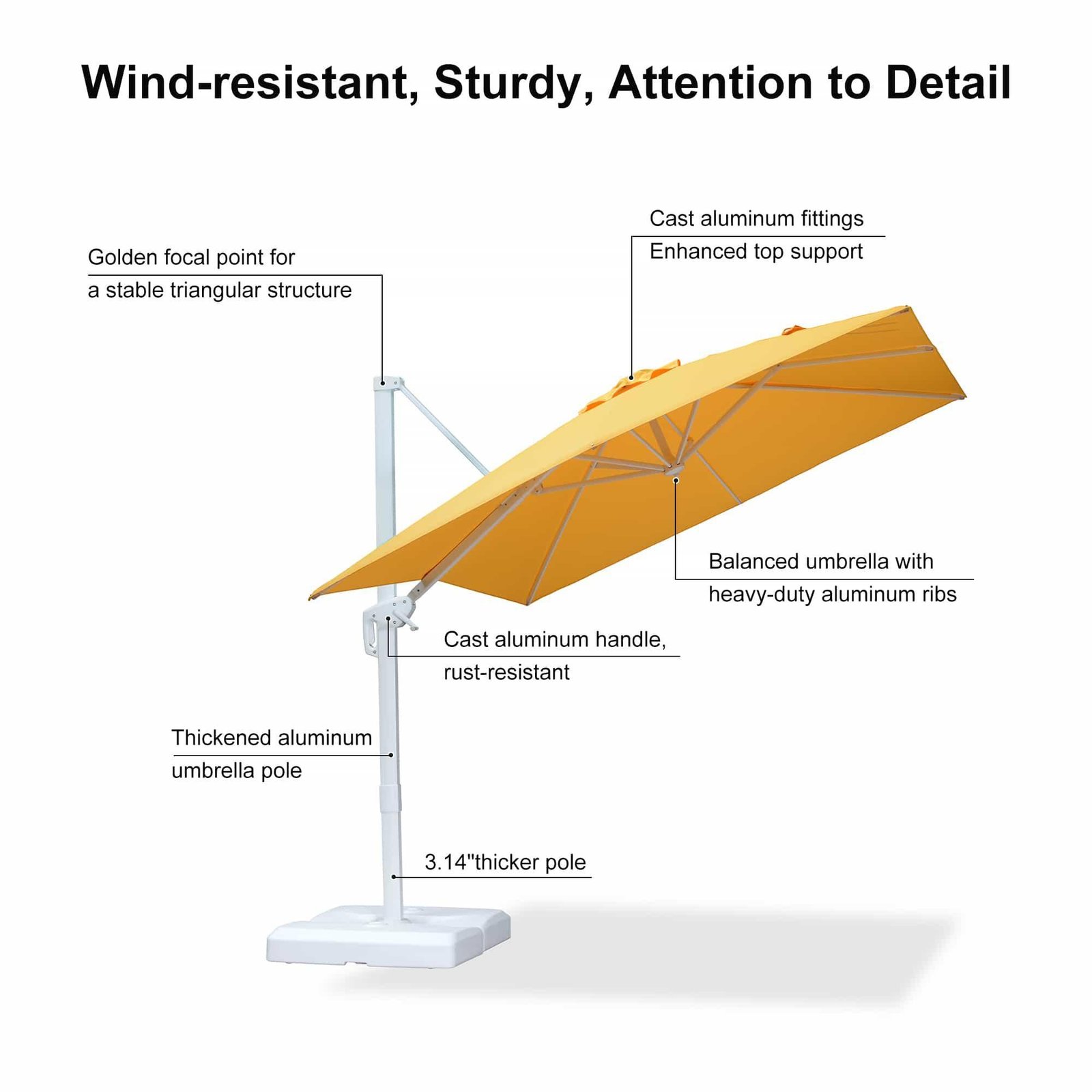 Morden White Outdoor Umbrella Premium Aluminum Patio Cantilever Pool Sun Umbrellas - Image 84