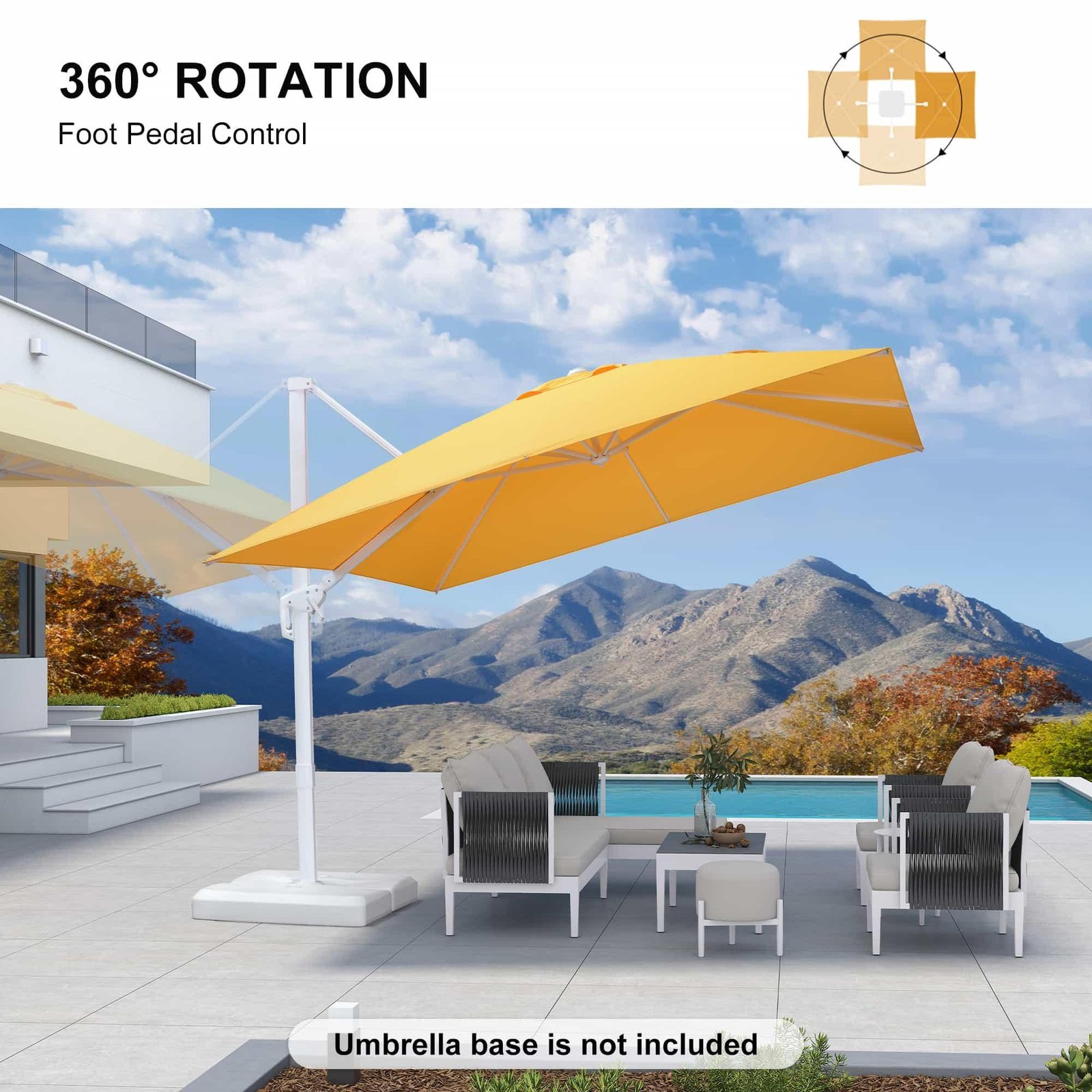 Morden White Outdoor Umbrella Premium Aluminum Patio Cantilever Pool Sun Umbrellas - Image 88