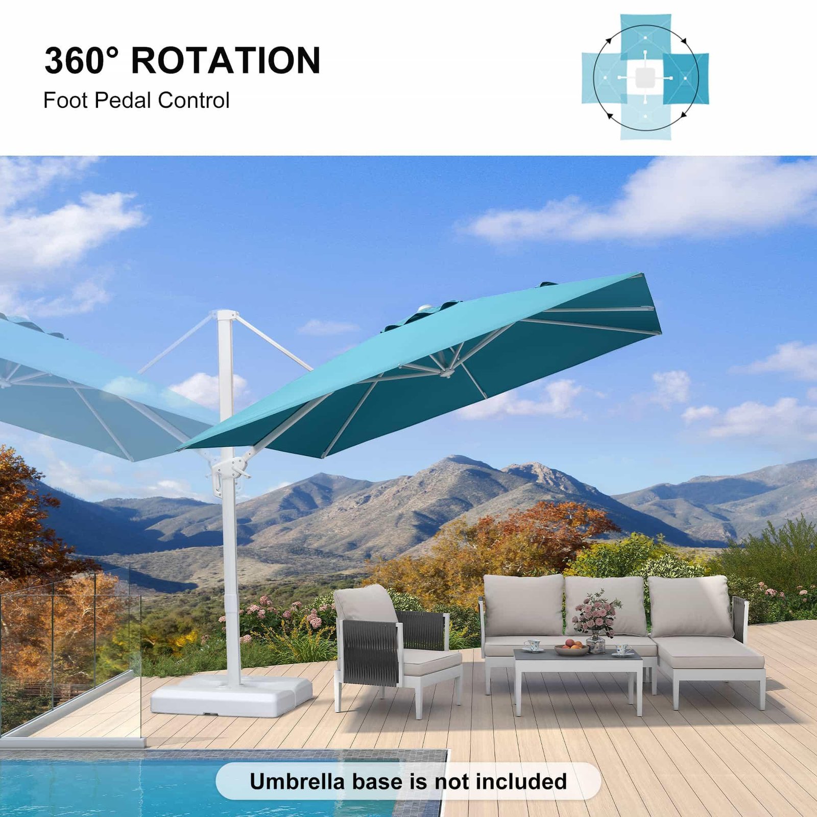 Morden White Outdoor Umbrella Premium Aluminum Patio Cantilever Pool Sun Umbrellas - Image 95