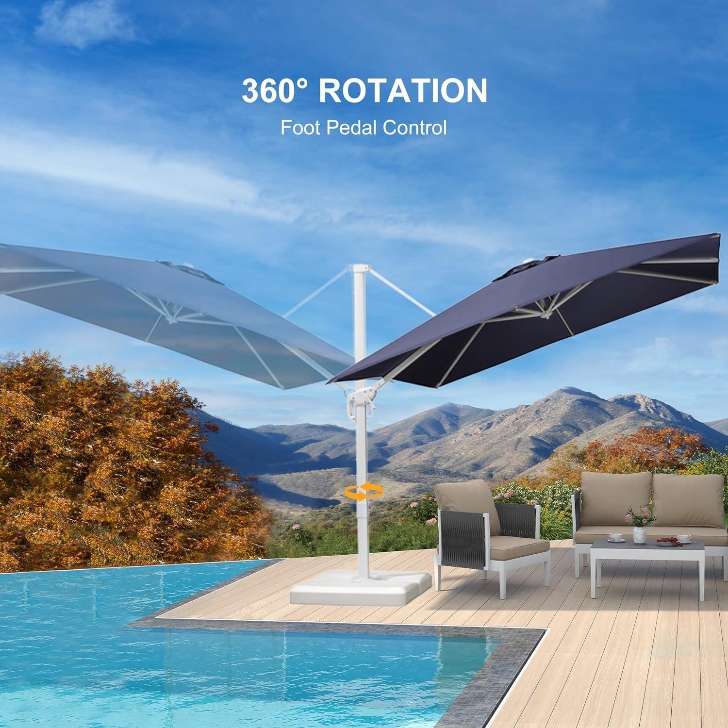 Morden White Outdoor Umbrella Premium Aluminum Patio Cantilever Pool Sun Umbrellas - Image 26