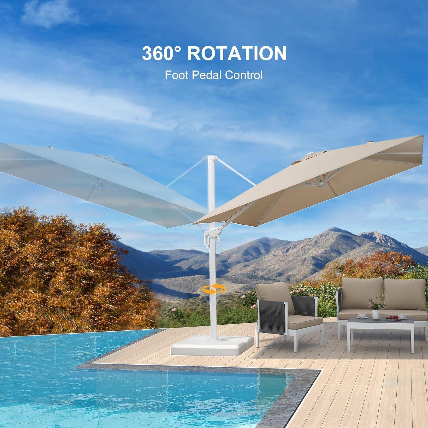 Morden White Outdoor Umbrella Premium Aluminum Patio Cantilever Pool Sun Umbrellas - Image 16