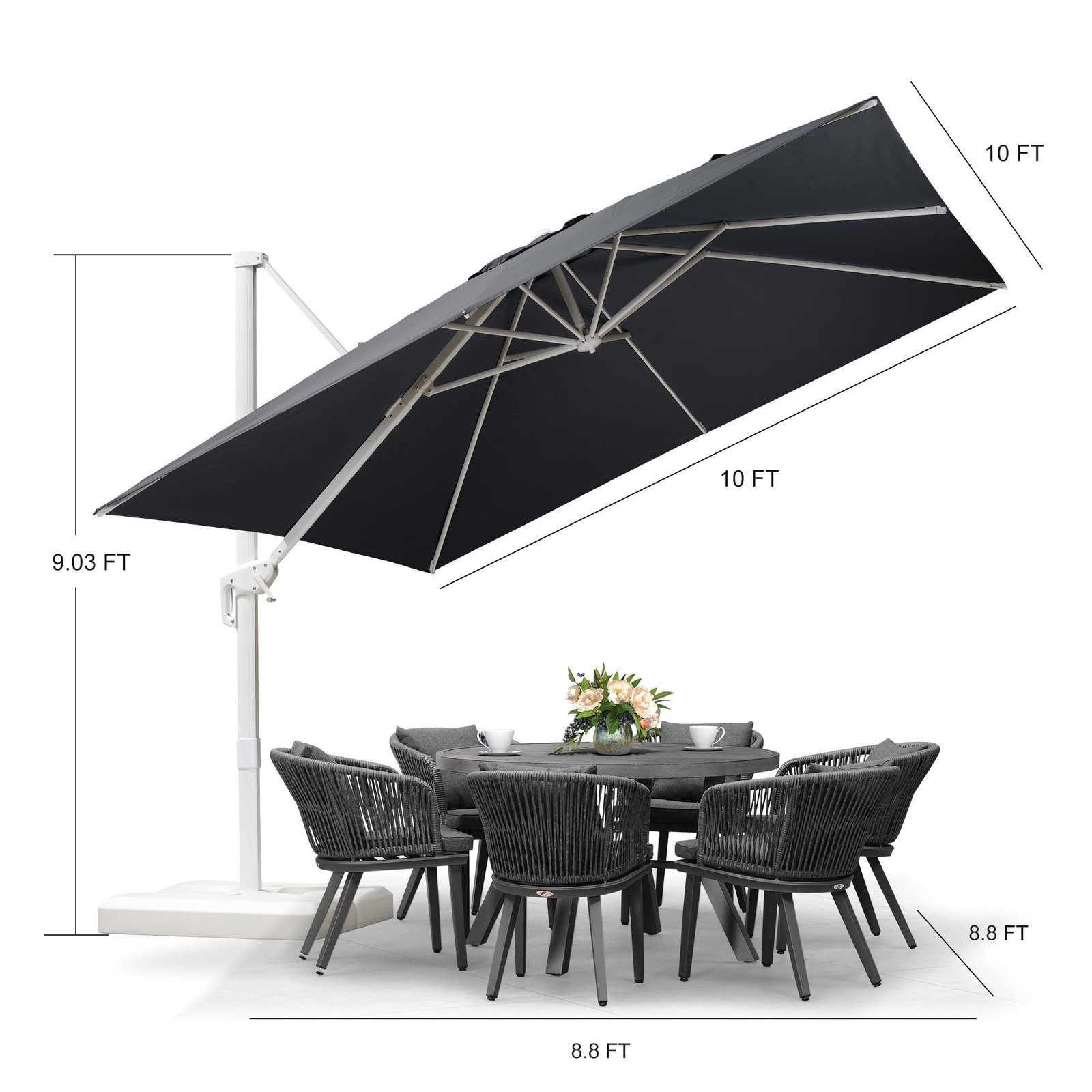 Morden White Outdoor Umbrella Premium Aluminum Patio Cantilever Pool Sun Umbrellas - Image 37