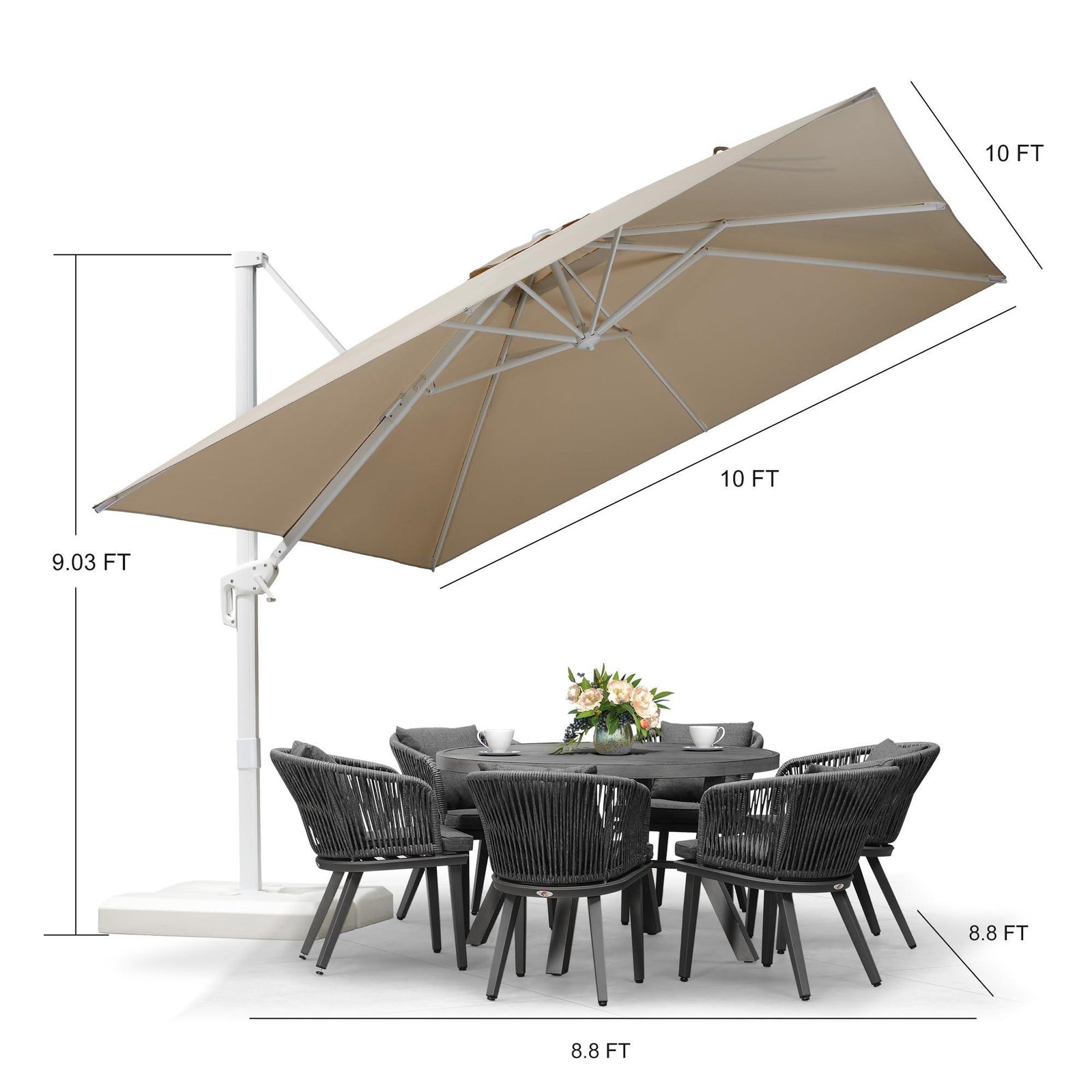 Morden White Outdoor Umbrella Premium Aluminum Patio Cantilever Pool Sun Umbrellas - Image 47