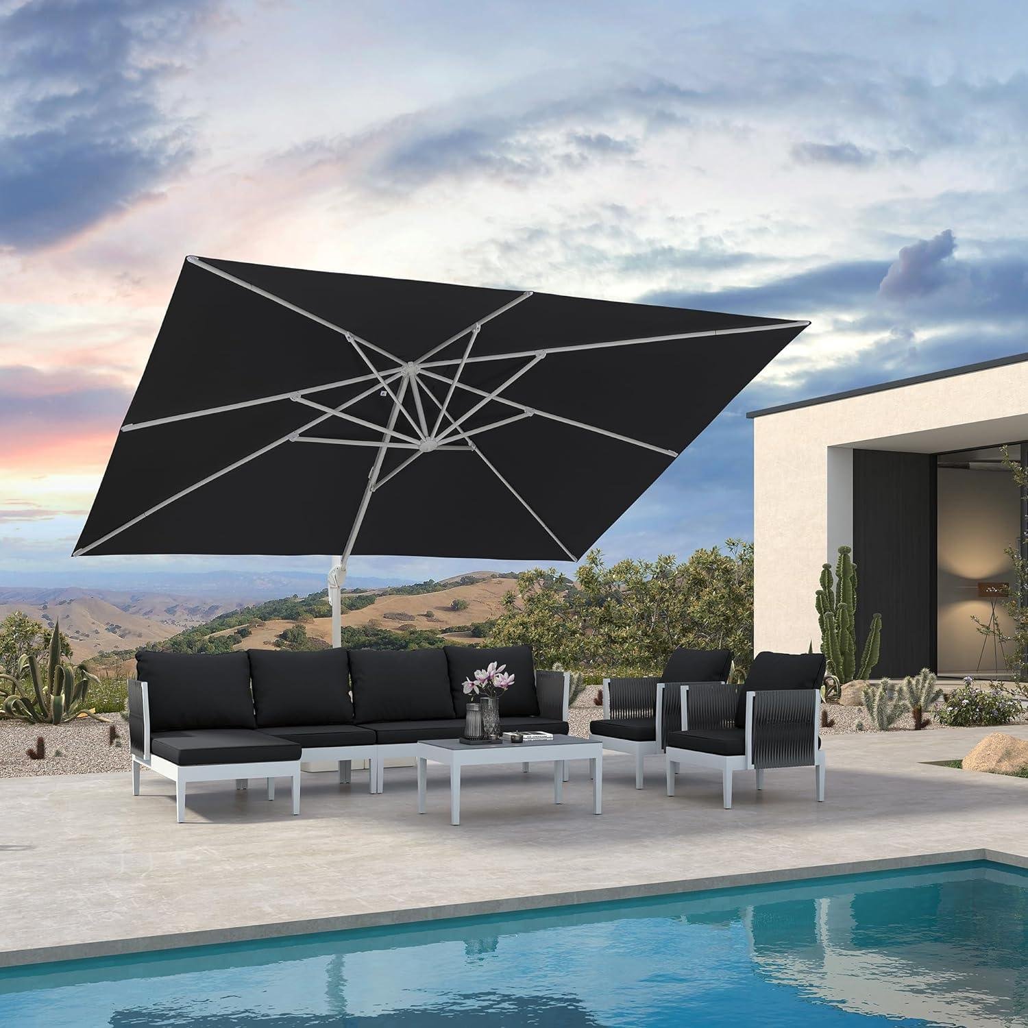 Morden White Outdoor Umbrella Premium Aluminum Patio Cantilever Pool Sun Umbrellas - Image 20