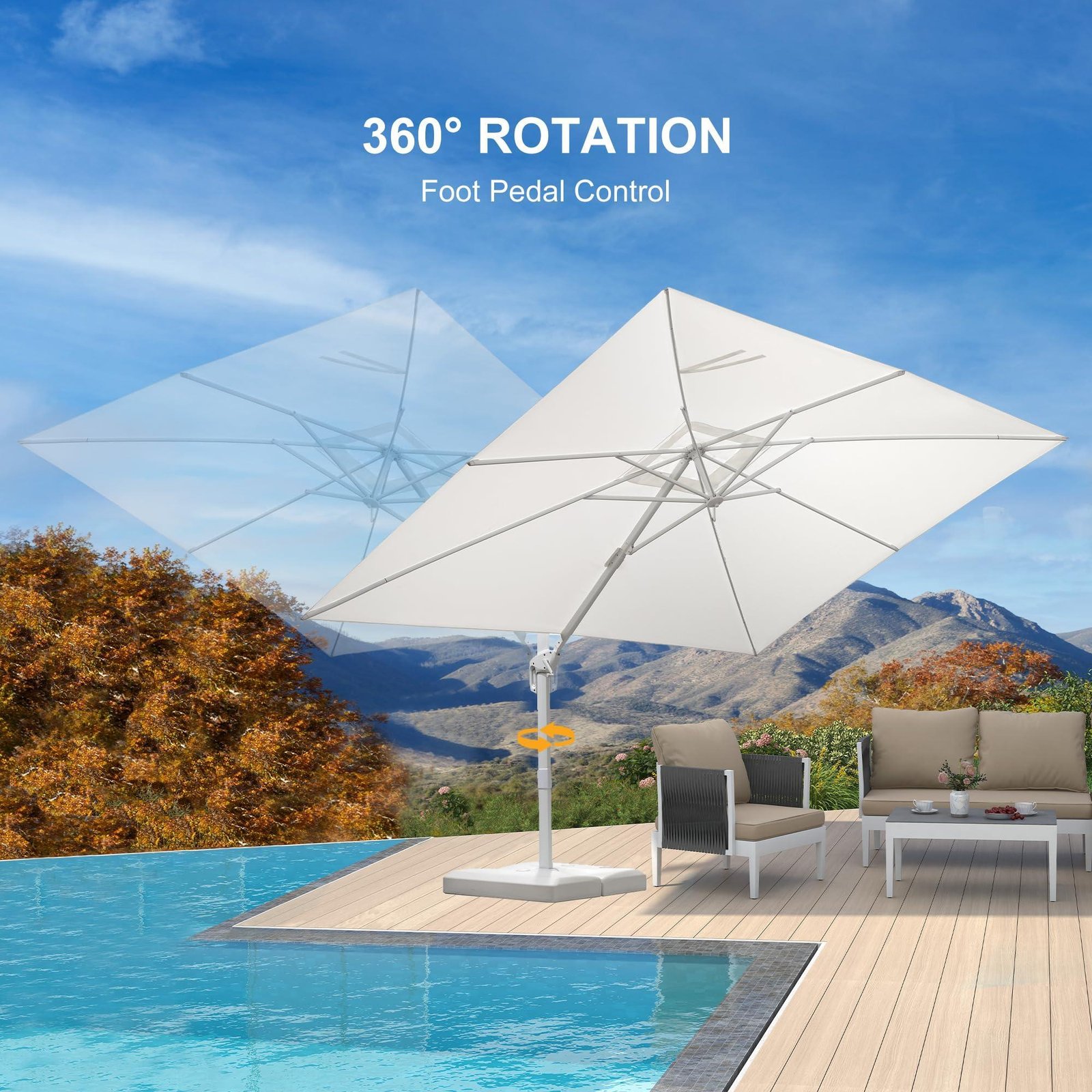 Morden White Outdoor Umbrella Premium Aluminum Patio Cantilever Pool Sun Umbrellas - Image 48