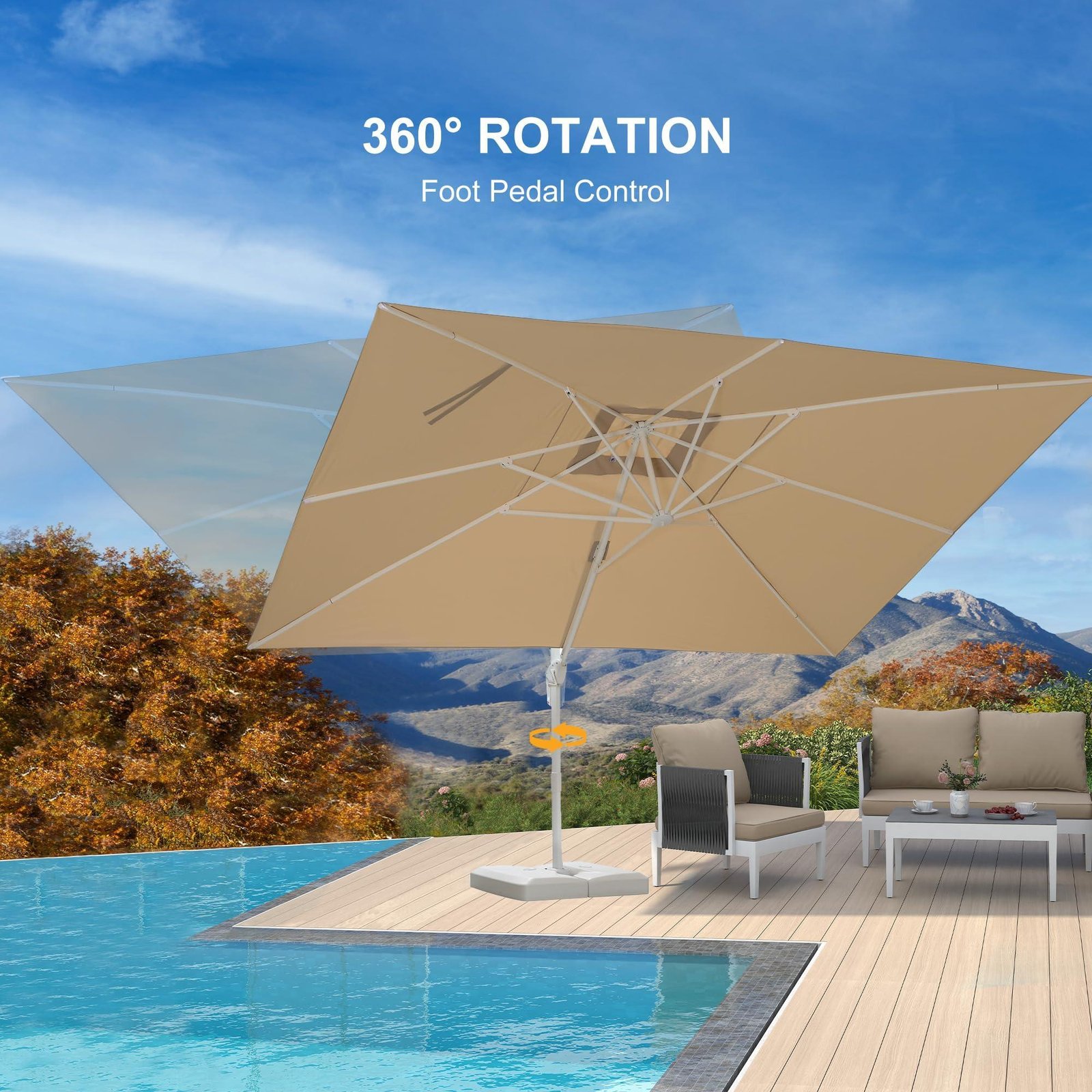 Morden White Outdoor Umbrella Premium Aluminum Patio Cantilever Pool Sun Umbrellas - Image 49