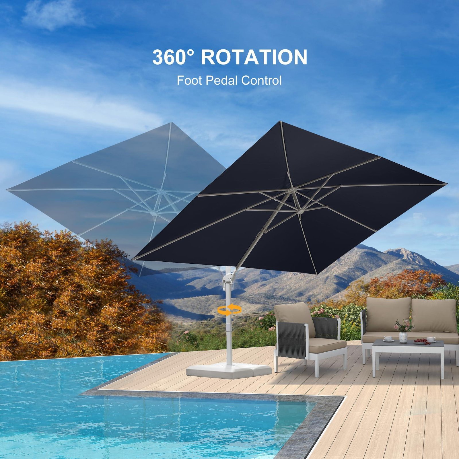 Morden White Outdoor Umbrella Premium Aluminum Patio Cantilever Pool Sun Umbrellas - Image 50