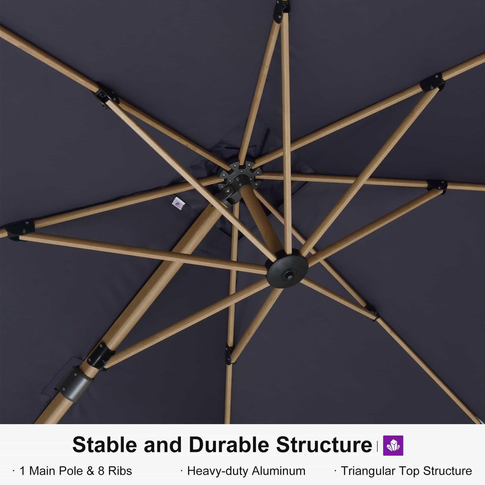 Wood Grain Cantilever Patio Umbrella Aluminum Outdoor Umbrellas - Image 48
