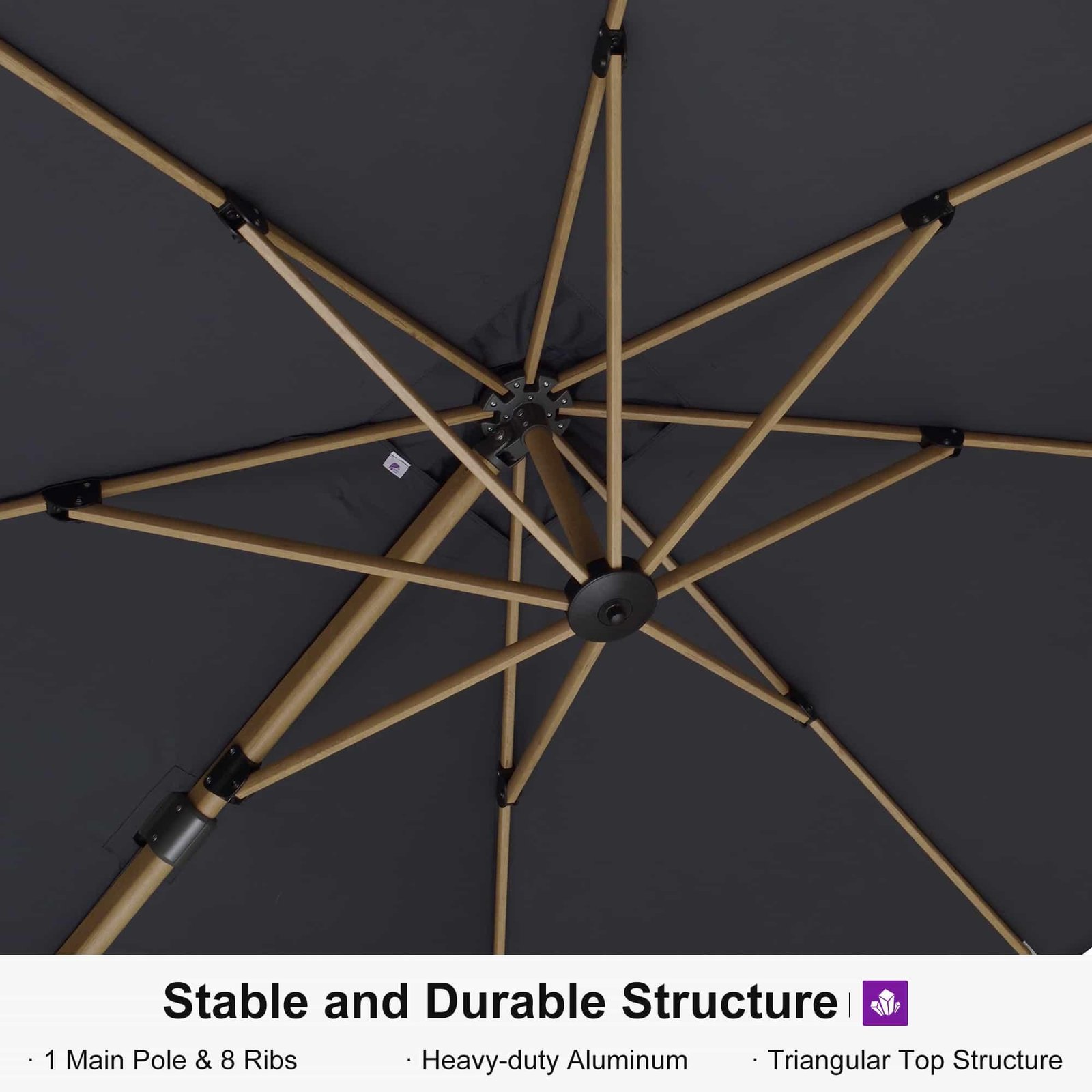 Wood Grain Cantilever Patio Umbrella Aluminum Outdoor Umbrellas - Image 50
