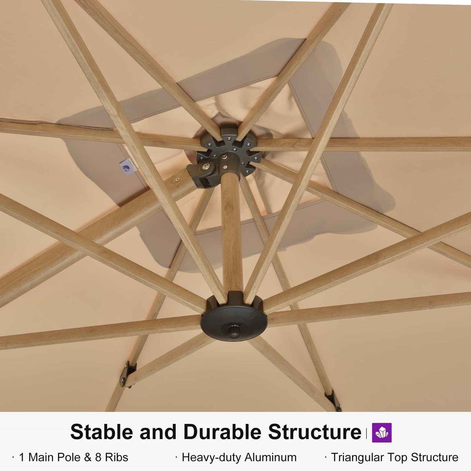 Wood Grain Cantilever Patio Umbrella Aluminum Outdoor Umbrellas - Image 11