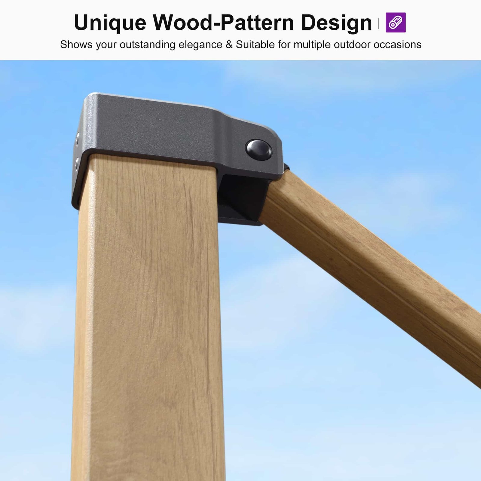 Wood Grain Cantilever Patio Umbrella Aluminum Outdoor Umbrellas - Image 79
