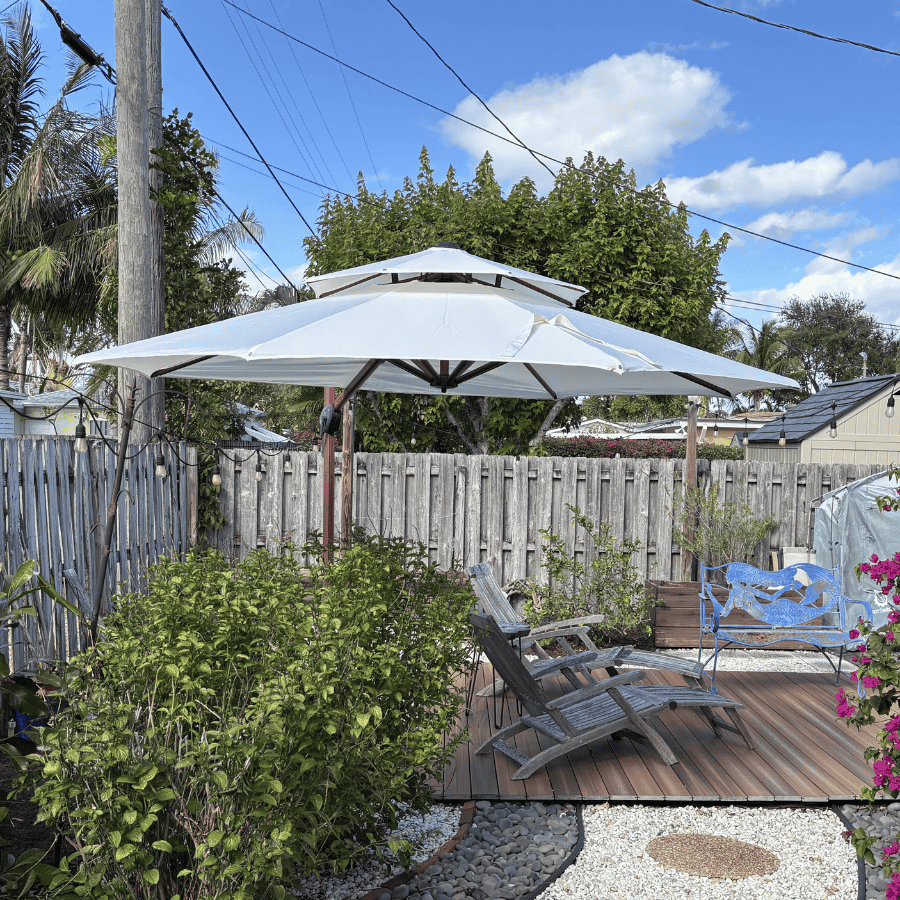 Double Top 10 / 11 / 12 / 13 ft Round Aluminum Patio Umbrella in Wood Color - Image 128