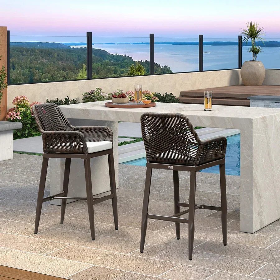 Modern Bar Stools Aluminum Bar Stool with Cushion for Indoor and Outdoor, Kitchen Island - Image 49