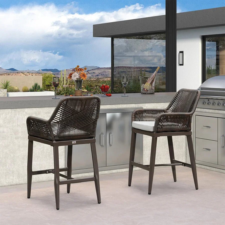 Modern Bar Stools Aluminum Bar Stool with Cushion for Indoor and Outdoor, Kitchen Island - Image 61